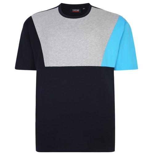 Espionage Crew Neck Cut And Sew T-Shirt Navy